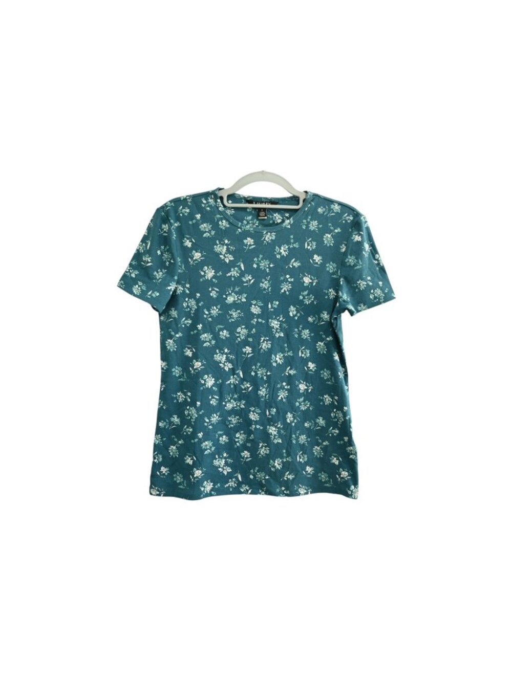 NWOT Lauren Ralph Lauren Short Sleeve Sleep Lounge Tee Sz M Teal Green Floral